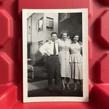 Husband And Wife Posing Brick House C 2 3/8 x 3 1/2 Photograph Pre Owned... - $8.99