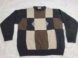 Vintage NORM THOMPSON 90s Coogi Style Pullover Sweater Geometric XL Made Italy - £10.85 GBP