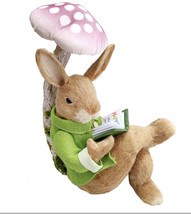 Sisal Bunny Rabbit Reading Book Under Mushroom, 14&quot; - £147.30 GBP