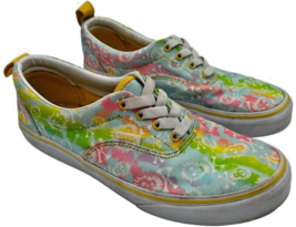 vans era girls size 5 shoes elastic lace skulls bones cyber tie dye yell... - $19.29