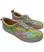 vans era girls size 5 shoes elastic lace skulls bones cyber tie dye yell... - $19.29