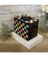 Whimsy Checks Decorative Box Black Check Decor Mosaic Art Decor Colorful... - £38.25 GBP