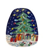 Vintage Hand Painted Christmas Tree Platter Italy Ceramic Holiday Plate 10” - $19.80