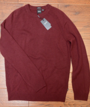 Hugo Boss Men&#39;s Banilo Regular Fit Dark Red 100% Cashmere Knit Sweater L - $124.45
