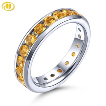 Stock Clearance Natural Yellow Citrine Sterling Silver Eternity Rings 2.2 Carats - £37.44 GBP