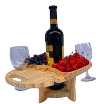 Folding Table Wine, Glasses, Fruit and Foods Handmade in Wood For home, garden - £49.56 GBP