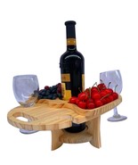 Folding Table Wine, Glasses, Fruit and Foods Handmade in Wood For home, ... - £49.41 GBP