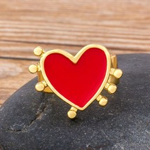 Fashion Simple Heart Shaped Rings For Women Gold &amp; Red Color Adjustable Ring Bes - £7.69 GBP