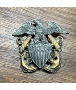 WWII 1/20 10K Gold &amp; Sterling Navy Officer Hat Badge by Viking H&amp;H - $950.15 MXN