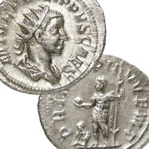 Rare PHILIP II, as Caesar with Captive. AU. Roman Silver Double Denarius Coin - £133.26 GBP