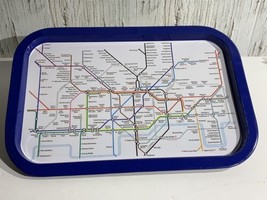 Souvenir Map of London Tube Serving Tray Blue and White 13.5 x 9.5 inch - £15.33 GBP
