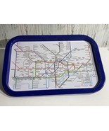 Souvenir Map of London Tube Serving Tray Blue and White 13.5 x 9.5 inch - $19.39