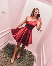 Short dresses formal cocktail parties Burgundy homecoming dresses - £39.05 GBP