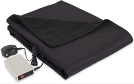 Serta On go MicroFleece Battery Electric Heated Warming Heat Throw Blanket Black - £44.82 GBP