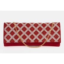 The Nampula Red Glitter Suede Leather Clutch image 2