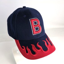 Boston &quot;B&quot; Embroidered Flames Navy Blue Men&#39;s Baseball Hat Ball Cap - $19.35