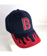 Boston &quot;B&quot; Embroidered Flames Navy Blue Men&#39;s Baseball Hat Ball Cap - $372.91 MXN