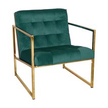 LeisureMod Modern Mid-Century Lexington Velvet Accent Armchair | Gold Me... - $133.28
