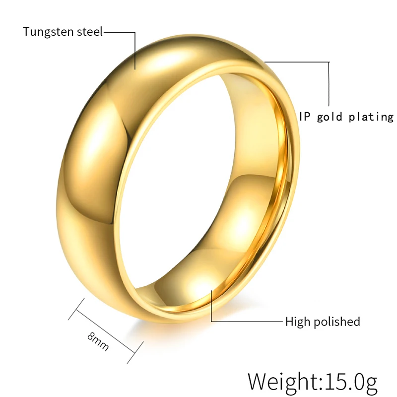 Classic Wedding Bands For Women Men Couples Tungsten Carbide GolLovers 4/6/8mm F - £23.67 GBP