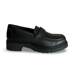 Women black moccasin loafer shoes vegan leather casual office flats ridg... - $151.52