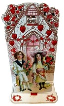 Antique Die Cut Valentine Card Children With Flowers Made in Germany - $14.80