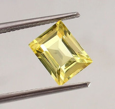 Ceylon Yellow Sapphire Gemstone Cut, Loose Emerald Cut Stone Transparent Genuine - £63.69 GBP