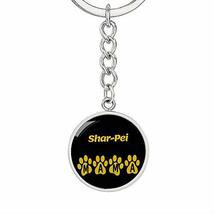 Dog Mom Gift Shar-Pei Mama Circle Keychain Stainless Steel or 18k Gold - £24.35 GBP
