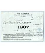 1907 City of Boston Water Department Bill / Receipt - $25.80 CAD