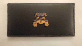 New Yorkshire Terrier Puppy Design Leather Checkbook Cover - £17.60 GBP