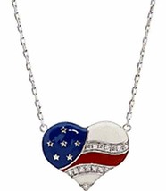 Lenox America&#39;s Heart Sterling Silver Pendant Necklace Stars &amp; Stripes $217 New - £31.97 GBP