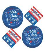HOME &amp; HOOPLA Patriotic Party God Bless America Paper Dinner Plates and ... - £12.02 GBP