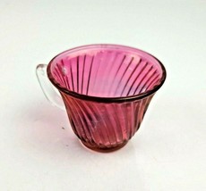 Vintage Federal Glass Diana Cranberry Ruby Flash Swirl Demitasse Cup Only - £3.95 GBP