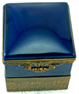 Paul Milet MP Sevres France Cobalt Glazed Casket Box Brass Omalu mounts ... - $349.00