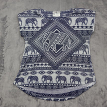 Blu Planet Shirt Womens Large Blue Casual Lightweight Elephant Short Sleeve - $18.69