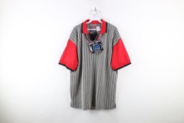 Deadstock Vtg 90s Streetwear Mens Medium Baggy Fit Striped Half Zip Polo Shirt - £43.48 GBP