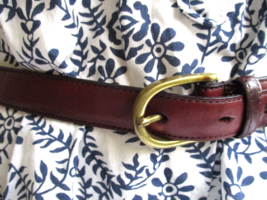 Dooney &amp; Bourke Cognac Brown Leather Belt Brass D Shape Buckle Women&#39;s Small 28 - £14.93 GBP