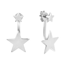 Shining Stars Sterling Silver 2-Piece Front to Back Post Drop Earrings - £11.62 GBP