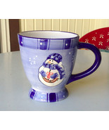 Snowman Coffee or Tea Cup Blue Mug HARRY AND DAVID Holiday Christmas - £8.57 GBP