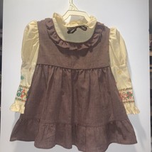 Vintage 1970’s Toddler Girl’s Brown Dress 3T?  16” Long - £14.74 GBP