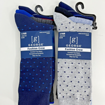 6 Pairs Mens Soft Fashion Crew Socks 6-12 Stripe Solid Polka Dot Blue Gr... - £7.77 GBP