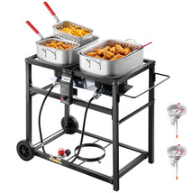 VEVOR Propane 18QT×2 Dual-Tank Fryer 3 Basket 40000 BTU Wheeled Frying Cart - €152,99 EUR