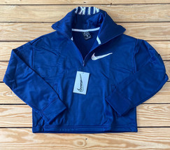nike NWT $50 girl’s Half zip crop jacket size M blue K6 - £20.89 GBP