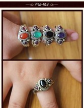 Adjustable Tibetan Silver Turquoise Onyx Amethyst Garnet 3 Gemstone Dott... - $9.86