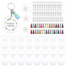 DIY Blanks Key Rings Bag Decoration Keychain Blanks Transparent Tassel P... - £19.08 GBP