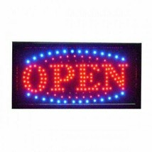 Bright Flashing Led Open Shop Display Indoor Sign 48cmx25cm Euro Seller RED/BLUE - £21.05 GBP