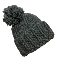 Hat Attack Dark Grey Chunky Knit Beanie with Pom New - £30.09 GBP