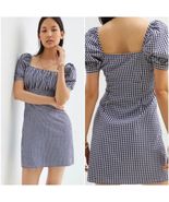 Anthropologie Forever That Girl Dress Women L Blue Gingham Mini Cottage ... - $44.10