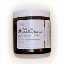 AMNH 24k Gold Activated Charcoal Sugar Polish 8 fl oz Body Scrub for Fac... - $19.80