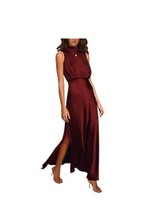 PRETTYGARDEN Women&#39;s Long Formal Satin Dress Mock Neck Sleeveless Side Slit Flow - £14.18 GBP