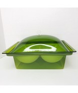 Vintage Double Food Server Hot Cold Dome Lid Lucite Acrylic MCM Mod Green - £54.50 GBP
